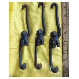 Japanese Cast Iron Monkey Hanger Hooks