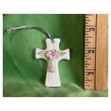Belleek Porcelain Flowered Cross Ornament