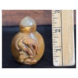 Chinese Carved Butterscotch Agate Snuff Bottle
