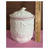 Belleek Porcelain Pink Shell Biscuit Jar