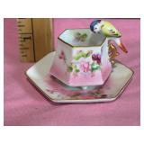 Japanese MK Hand Painted Teacup/Saucer Set