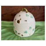 Belleek Shamrock Beehive Honey Pot