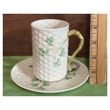 Belleek Porcelain Shamrock Cup & Saucer