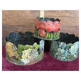 Round Painted Metal Toleware Planters