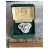 Belleek Porcelain Pink Floral Brooch