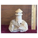Vintage Alabaster Lighthouse Night Light