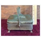 Antique Glass and Metal Jewelry/Trinket Box