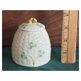 Belleek Porcelain Shamrock Honey Pot