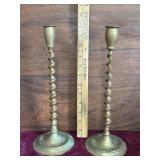 Solid Brass Twisted Candlestick Holders