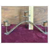 Hand Wrought Hammered Copper Triple Candelabra
