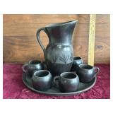 Oaxaca Mexico Barro Negro Clay Pitcher Set