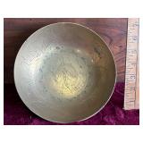 Chinese Hand Etched Solid Brass Bowl