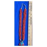 Tibet Multi Strand Red Bead Snuff Bottle Necklace