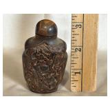Hand Carved Chinese Wooden Snuff Bottle