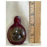 Chinese Red Glass Reverse Painted Snuff Bottle