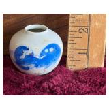 Chinese Lion and Cub Blessings Ceramic Vase