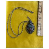 Tibet Metal & Stone Snuff Bottle Necklace