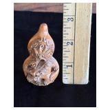 Chinese Hand Carved Boxwood Dragon Gourd Statue