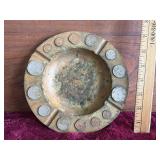 Brass/Copper Coin Inlaid Ashtray