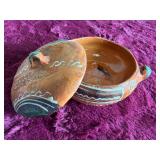 Mexican Folk Redware Lidded Pot