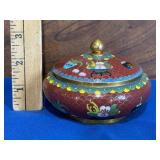 Chinese Cloisonnï¿½ Enameled Brass Trinket Box
