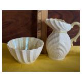 Belleek Porcelain Creamer & Open Sugar