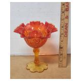Fenton Amberina Cabbage Rose Candy Dish
