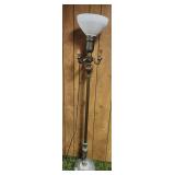 Brass and Marble Candelabra Torchiere Floor Lamp