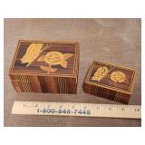 Vintage Wooden and Bamboo Nesting Trinket Boxes