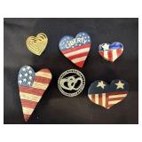 (6) Vintage Heart Pins