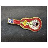 Vintage Mosaic Guitar/Mandolin Pin Marked Italy