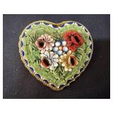 Vintage Mosaic Heart Floral Pin