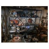 Metal Shelf & Contents