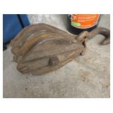 Large Antique Triple Pulley Hook