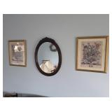 Oval Mirror and Wall Art