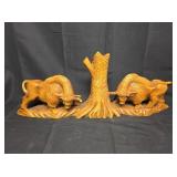 Carved Wooden Buffalo Figure
