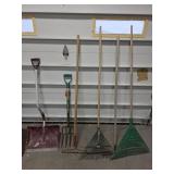 Garden Rakes, Pitchfork and Shovel