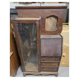 Antique Side By Side Curio Cabinet / Secretary