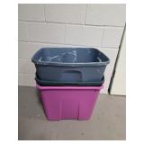 3 Plastic Bins Without Lids