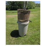 Garbage Can & Wicker Basket