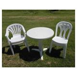 Plastic Chairs (4) and Patio Table