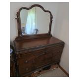 Victorian Style Dresser and Mirror w/ Contents
