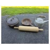 Cast Iron Cookware, Griswold Teapot, Wood Rolling