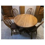 Wood Table w/ 4 Chairs & Leaf