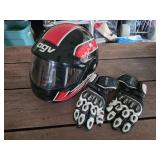 AGV Motorcycle Helmet & Gloves, Size S