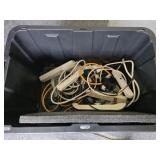 Tote of Power Strips, Misc. Cords