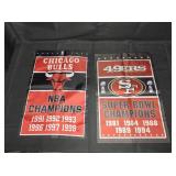 SF 49ers & Chicago Bulls Mini Championship Flags