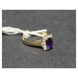 14kt Gold, Diamond & Amethyst Ring