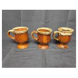 Vintage Hull Brown Drip Mugs (3)