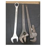 Large Combination, Crescent & Pipe Wrench